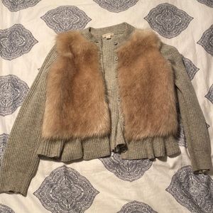 Crewcuts faux fur cardigan